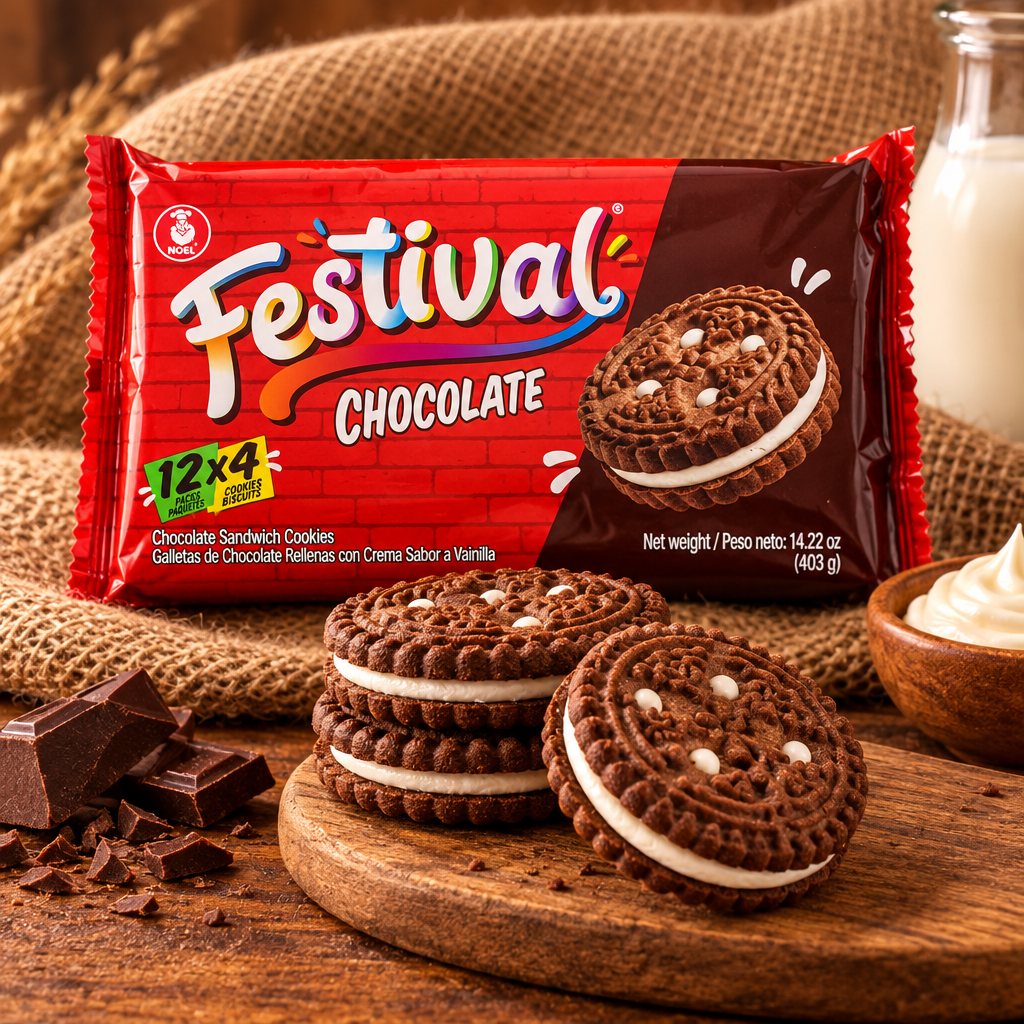 Festival Chocolate Noel fondo rústico